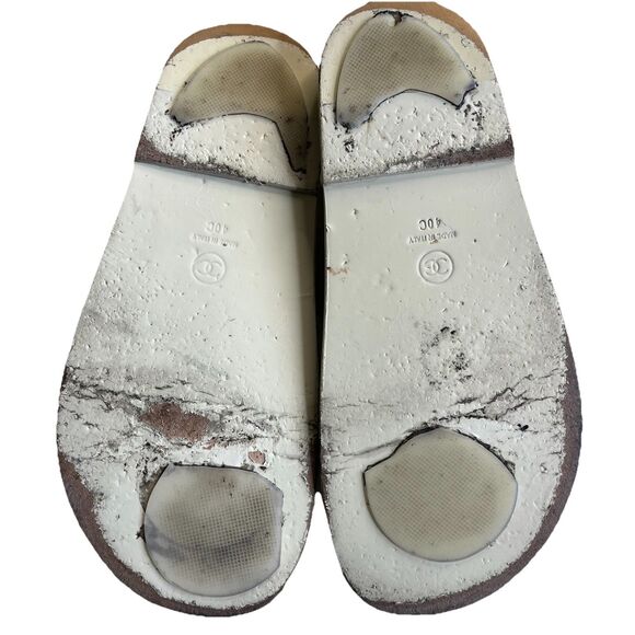 CHANEL Slide Women 40C Ivory Knit Interlocking CC Logo Mule Strap Flat Dad Teva - Picture 8 of 9